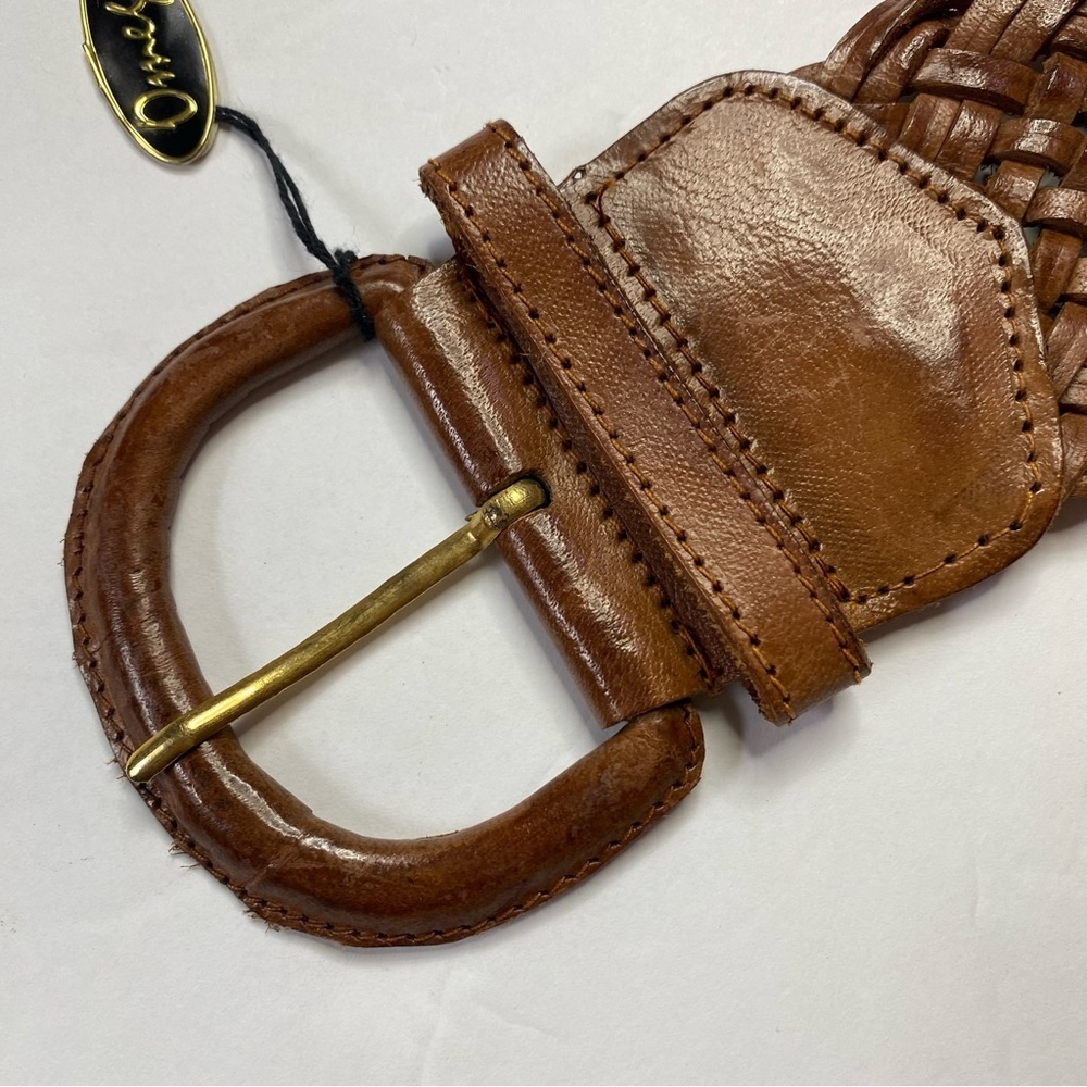 NWT Vintage Omega Woven Leather Extra Wide Boho Belt - Picture 6 of 9